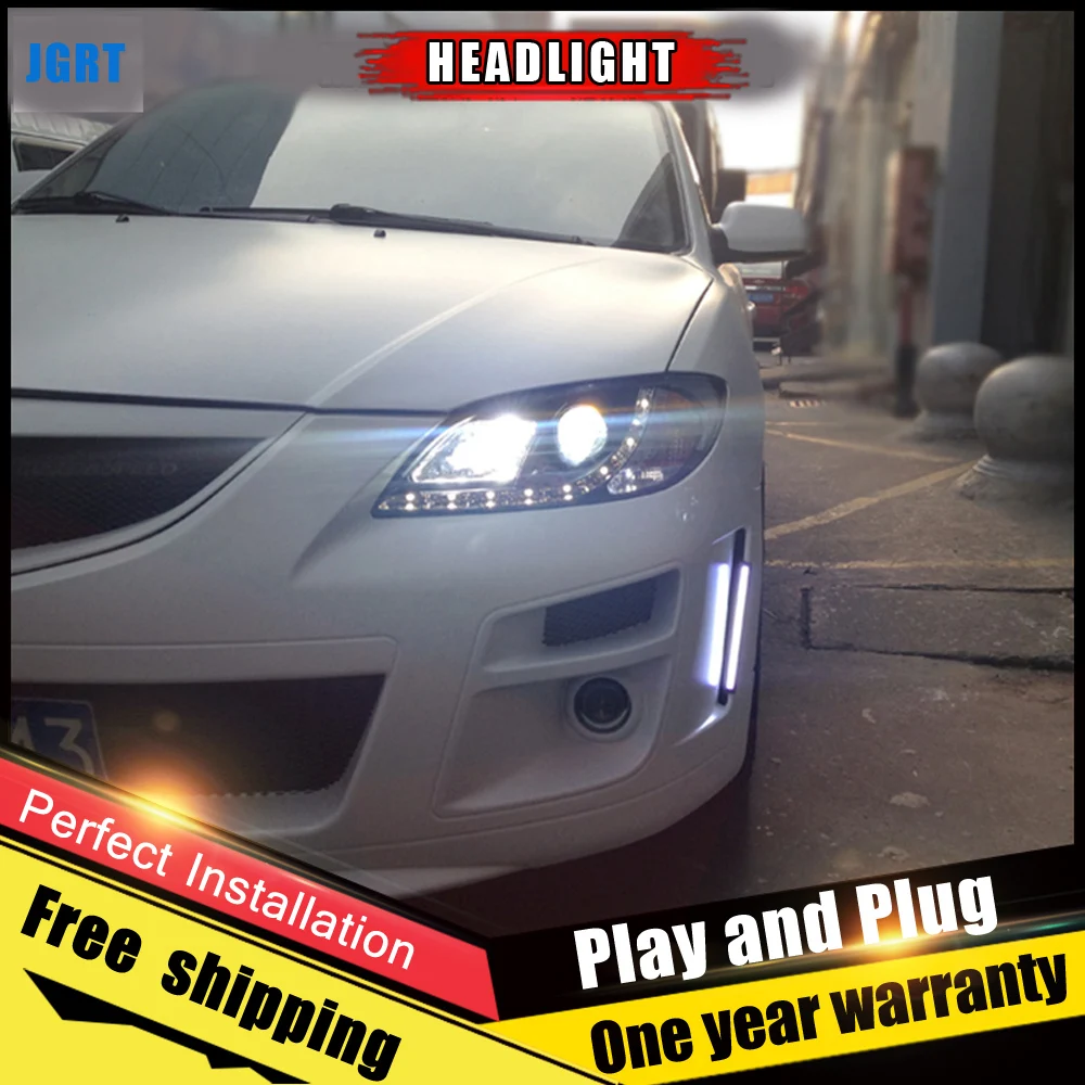 2 шт. автомобиль Стиль светодиодный фары для Mazda 3 2006 2012 налобный фонарь DRL Объектив