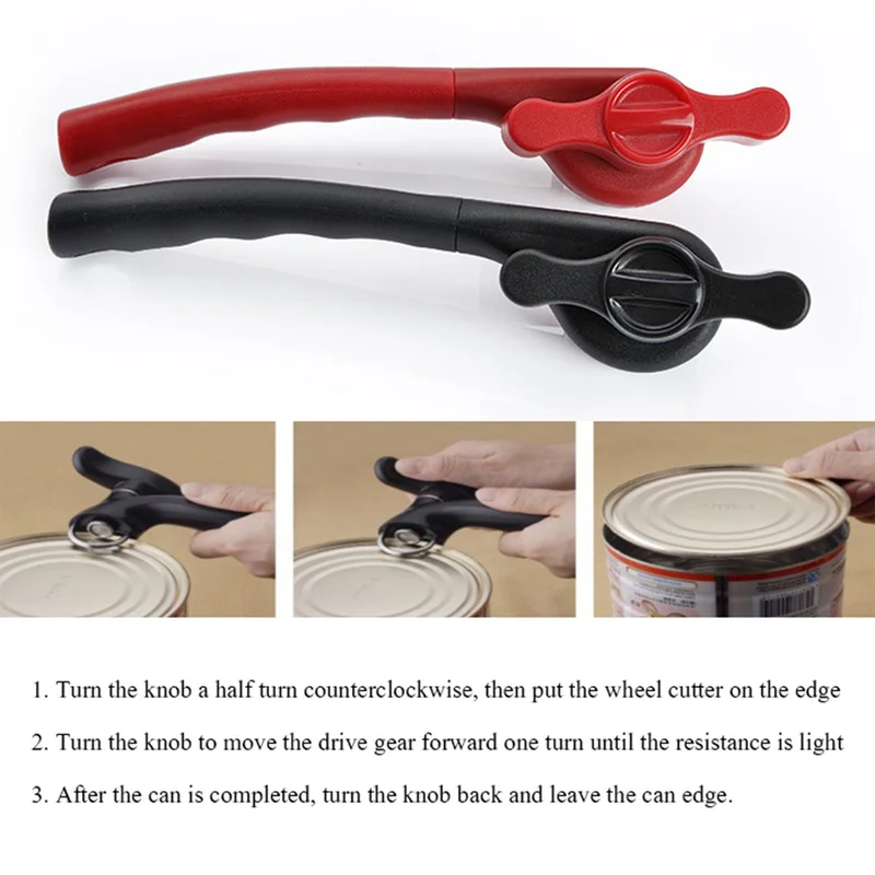 

1 pc Safety Bottle Opener Knife Professional Ergonomic Manual Can Opener Side Cut Manual Kitchen Gadgets for Vases Containers
