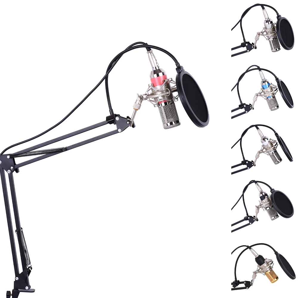 

Professional Studio Broadcasting Recording Condenser Microphone Mic Kit Set 3.5mm with Adjustable Suspension Stand