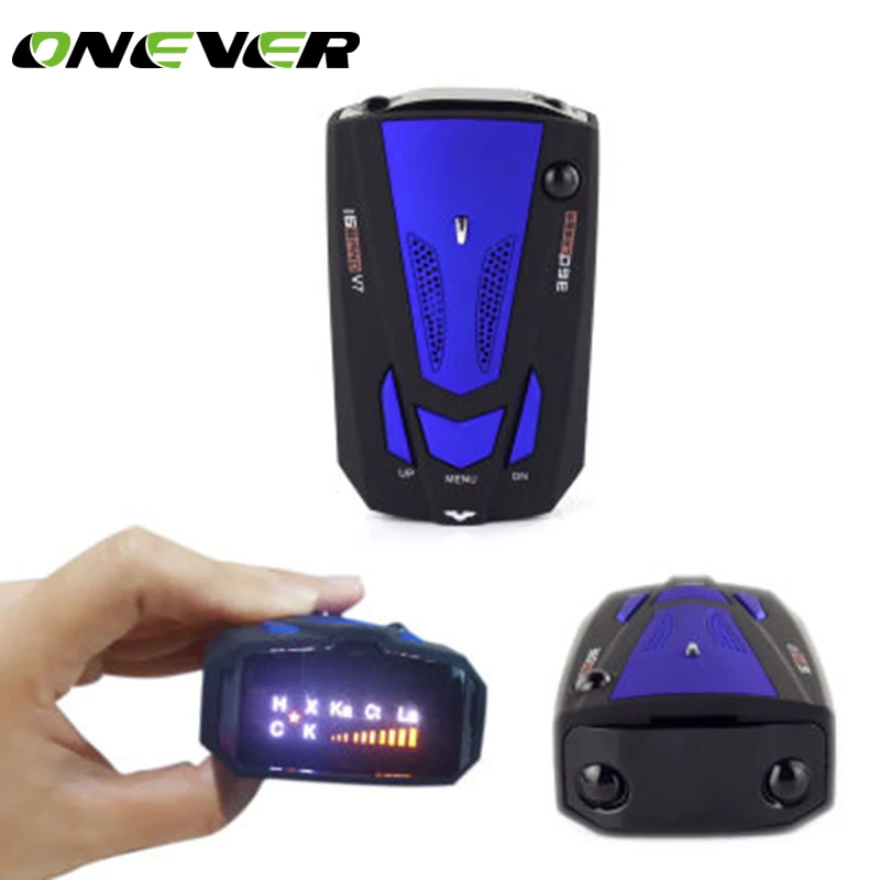

Onever New Car Radar detector for Vehicle V7 Russian voice alert Warning 360 Degree 16 Band Car Anti Radar detector LED display