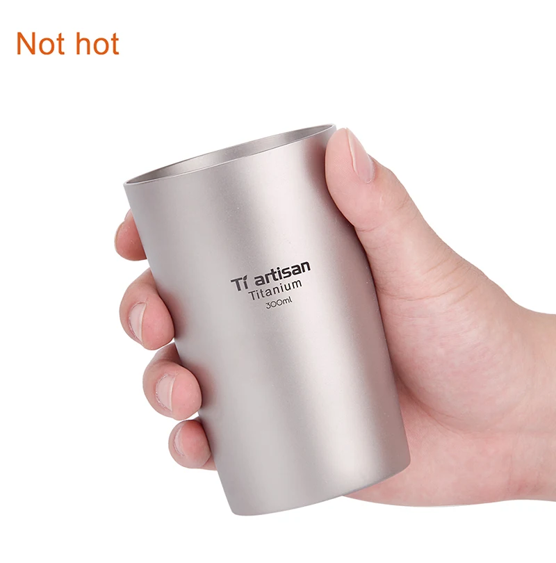 Caneca de Café Copo de Acampamento ao ar Acampamento de Titânio Caneca de Chá Copo de Cerveja Dupla de Viagem ao ar Caneca Livre Puro Beber Parede Equipamentos 300ml 12 Acampamento Ao Ar Livre Acampamento de Titânio