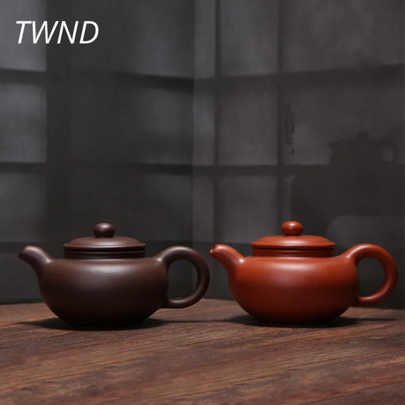 

Purple clay yixing teapot chinese kung fu handmade fang gu pot ore zisha kettle suit black tea tie guanyin 14