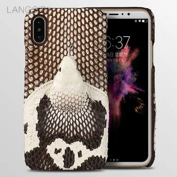

wangcangli brand phone case real snake head back cover phone shell For iPhone X case full manual custom processing