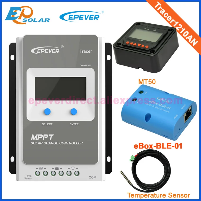 

mppt EPEVER brand product solar battery controller 10A tracer1210AN with MT50 bluetoth function and temperature sensor 12v 24v