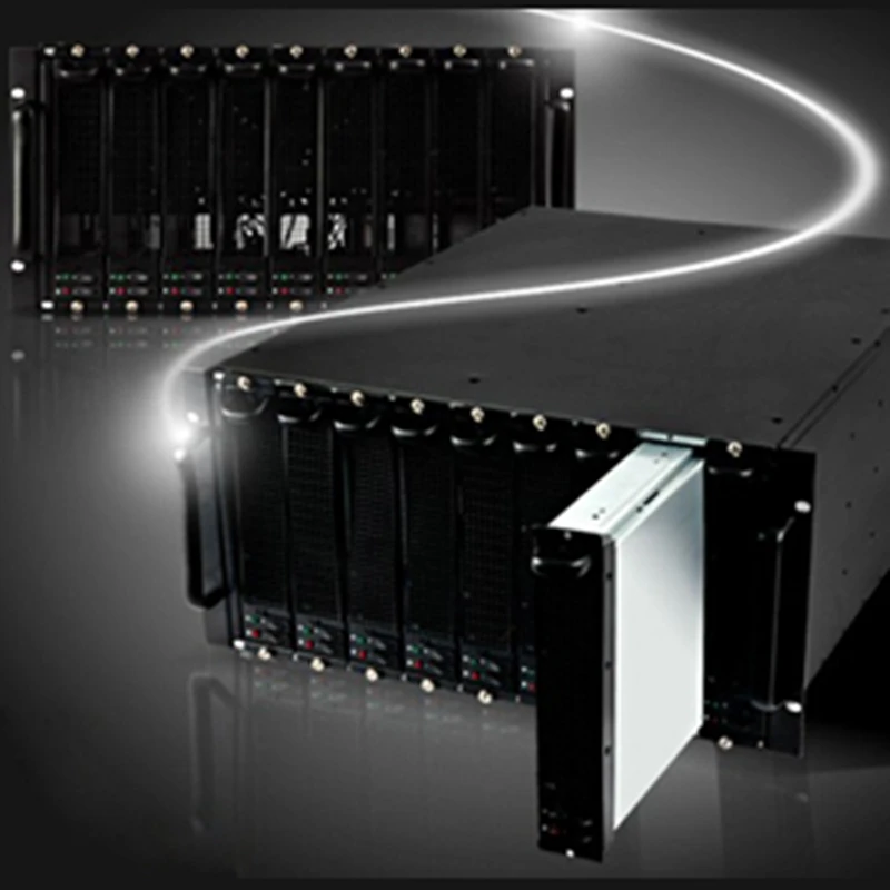 Блейд-Серверный корпус 5U имеет 9 отдельных систем miniitx и шасси 1U