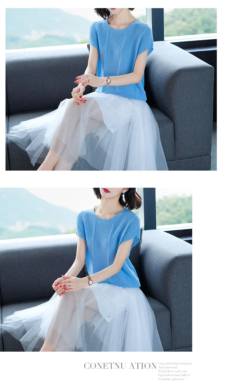 XJXKS женские летние топы трикотажные юные женские футболки Chemise Femme тонкие рукава летучая мышь одноцветные повседневные футболки женские s