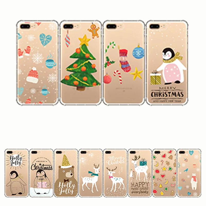 Soft Silicone Phone Case Happy New Year Merry Christmas Snowman Santa Claus Cover for iphone 11 PRO 5s se 8 7 6 6S plus XR |