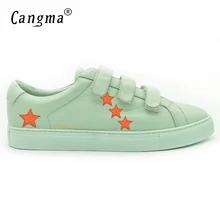 CANGMA 2017 Italy Deluxe Brand Superstar Men Fashion Shoes Sheepskin Casual Magic Sticker Green Shoes Male Schoenen Heren Leder