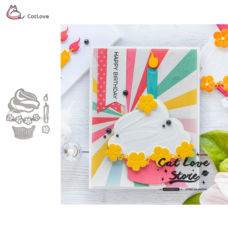 

Dessert Cake Candle Metal Cutting Dies Stencil For DIY Scrapbooking Paper Card Decorative Craft Dies Embossing Die Cuts New 2019
