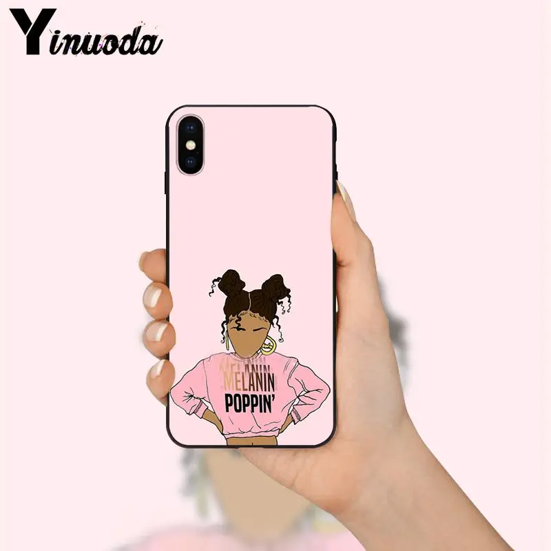 Yinuoda MELANIN POPPIN Black Girl capas Роскошный Уникальный Дизайн чехол для телефона Apple iPhone 8 7 6S