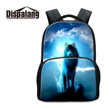 

Dispalang Multifunction Laptop Backpack Wolf Printing Large Capacity School Bag Notebook Backpack Women Men Travel Shoulders Bag