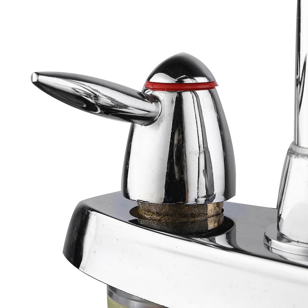 

Swivel Bathroom Kitchen Faucet Chrome Two Handle Hot Cold Sink Mixer Tap Sprayer HTQ99