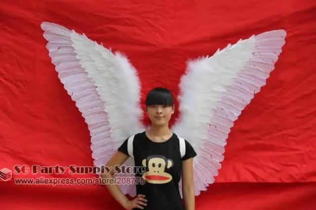 

New customized large white angel feather wings for adults men & Lady' runway performance props EMS Free shipping