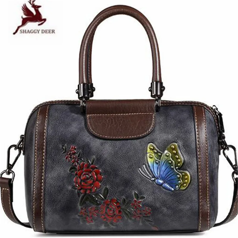 Модные женские сумки на одно плечо с цветочным рисунком Ретро Натуральная кожа на молнии сумка-мессенджер Подушка Повседневная сумка