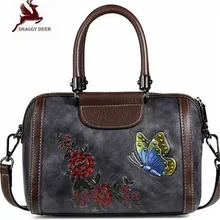 Модные женские сумки на одно плечо с цветочным рисунком Ретро Натуральная кожа на молнии сумка-мессенджер Подушка Повседневная сумка