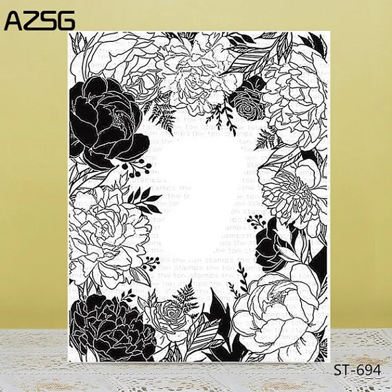 AZSG Blooming Flowers Butterfly Clear Stamps For DIY Scrapbooking Decorative Card making Craft Fun Decoration Supplies 14x14cm - Color: ST-694