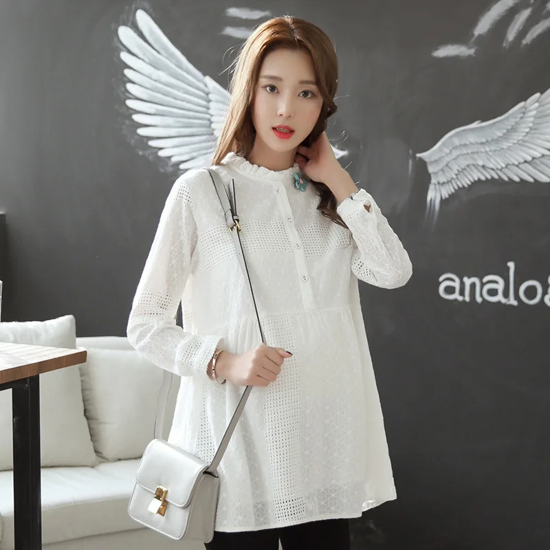 

Spring Summer Maternity Dress New Fashion Pregnancy Clothing Maternity Shirt Pregnant Shirts Chiffon White Plus Size