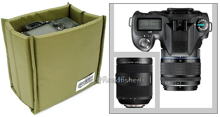 Roadfisher небольшой водонепроницаемый складной мешок для камеры с подкладкой вставки перегородки разделители подходят 1 DSLR+ 2 объектива Canon Nikon sony Pentax DSLR