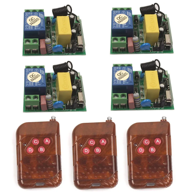 110V 220V 1CH RF Wireless Remote Switch Wireless Light Lamp LED Toggle switch 4 Receiver 123 Transmitter 315433MHz (3)