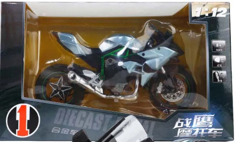1/12 масштаб Kawasaki Ninja H2R литье под давлением спортивный велосипед гоночный мотоцикл supercharged модель миниатюры велосипед игрушка для детей