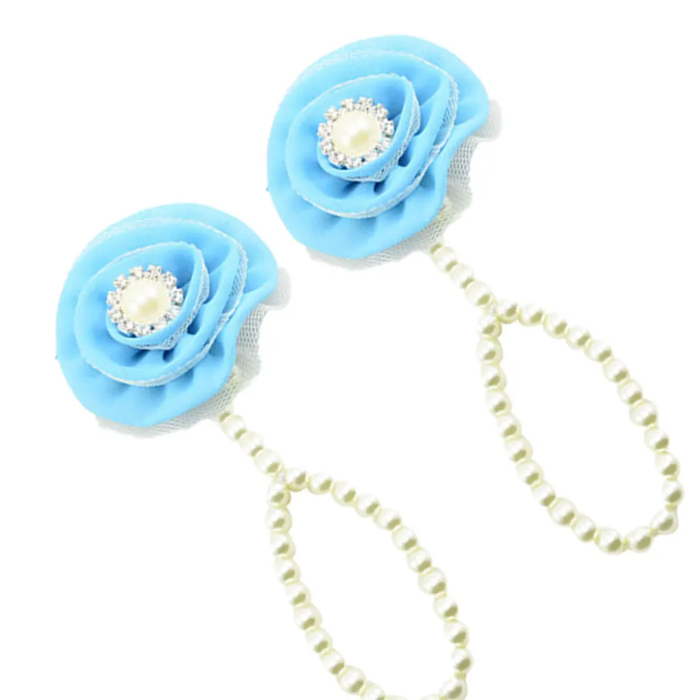 

Infant Simulated-Pearl Barefoot Anklets Baby Toddler Foot Chain Chiffon Flower Beach Sandals