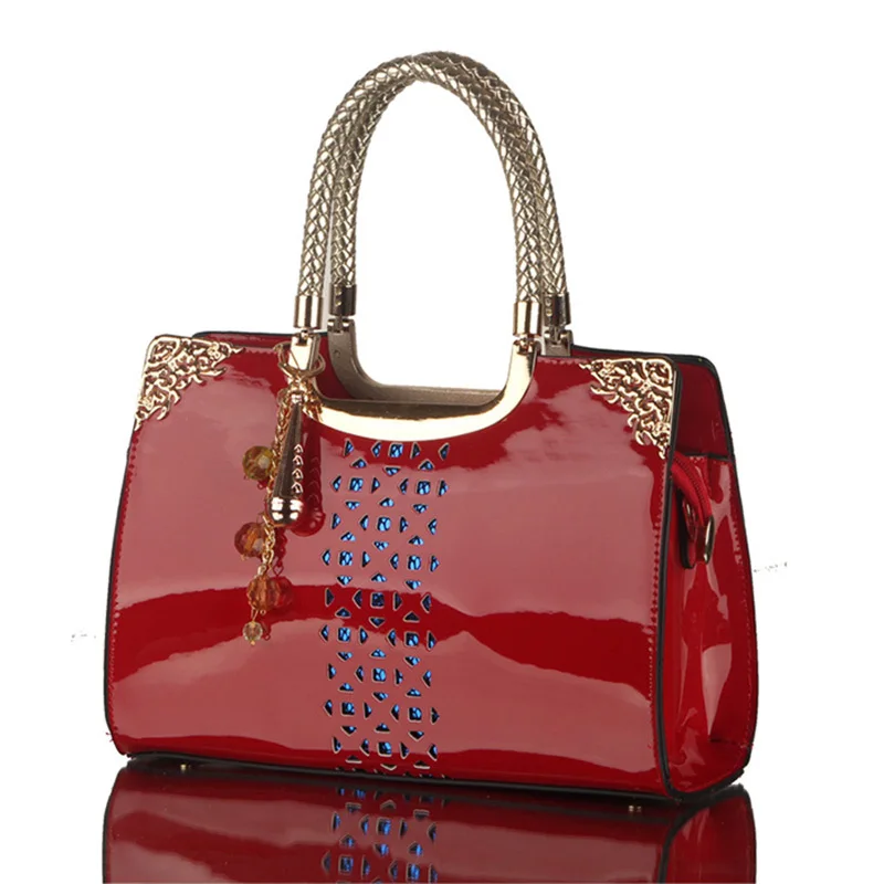 Marca de diseño señoras de las mujeres mujer de charol Brillante azul rojo  negro de asa superior boston bolsos de totalizador del hombro Hueco fuera  el bolso|brand handbags|designer brand handbagdesigner handbags -