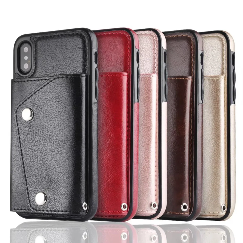 For iPhone X XS Max XR Fashion Wallet Phone Case Card