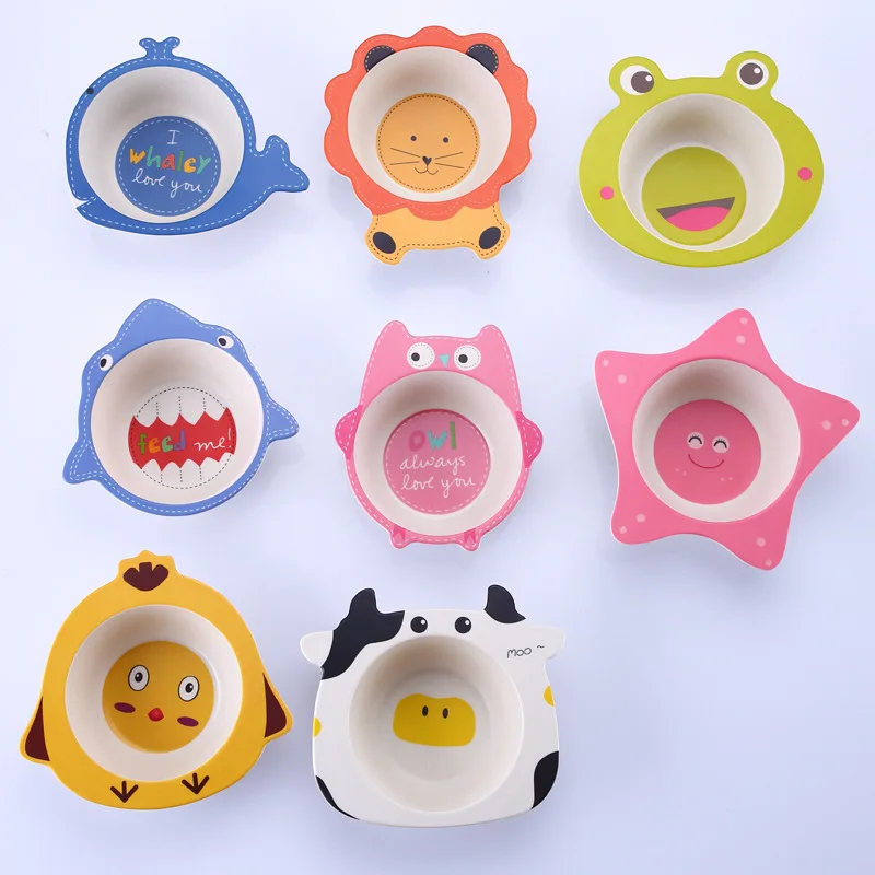 Baby feeding bowl Bamboo fiber children dishes Cartoon toddler training bowl BPA free kids plate Baby feeding bowl Bamboo fiber children dishes Cartoon toddler training bowl BPA free kids plate