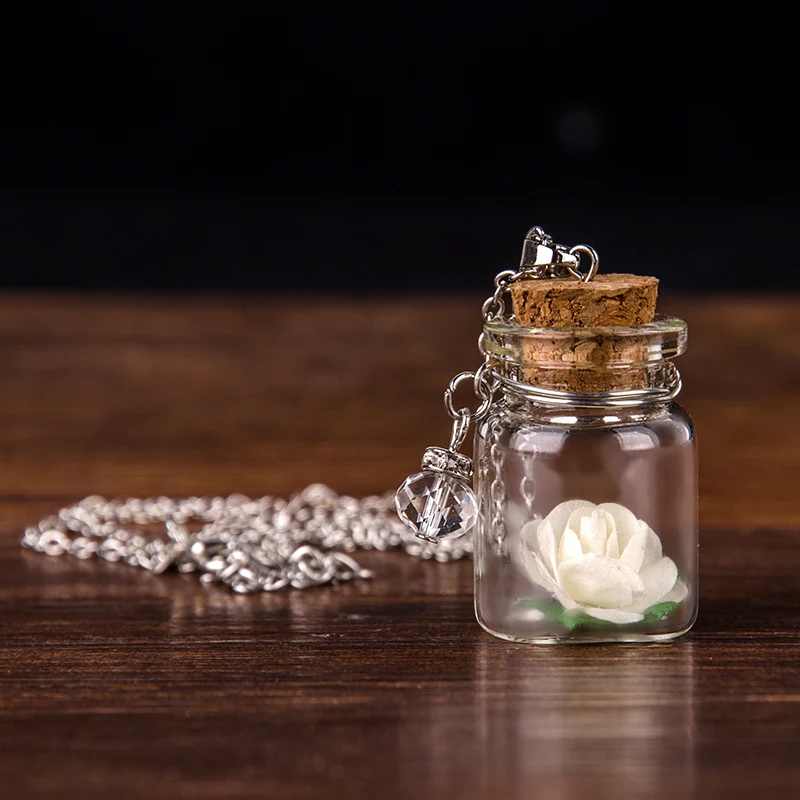 Necklace Trendy Round New Handmade Glass Bottle Necklace Boutique Glow Flower Pendant Jewelry For Women