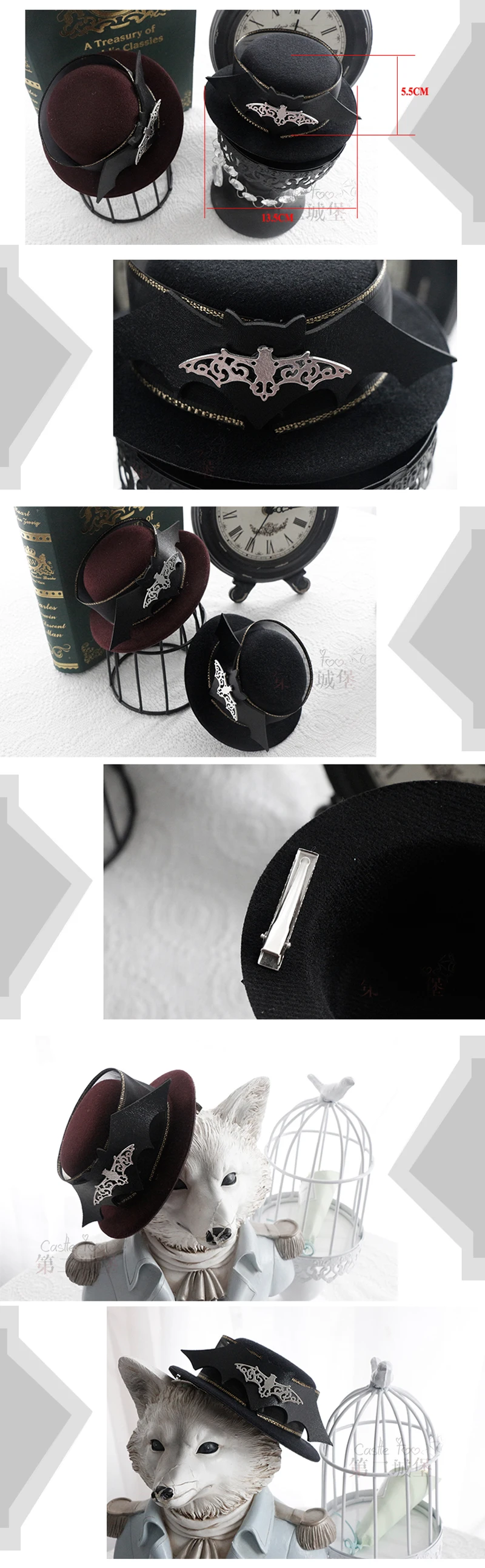 Для женщин Top Hat Готическая Лолита шапочка ручной работы декоративные Hat Bat фестиваль аксессуары Top Hat