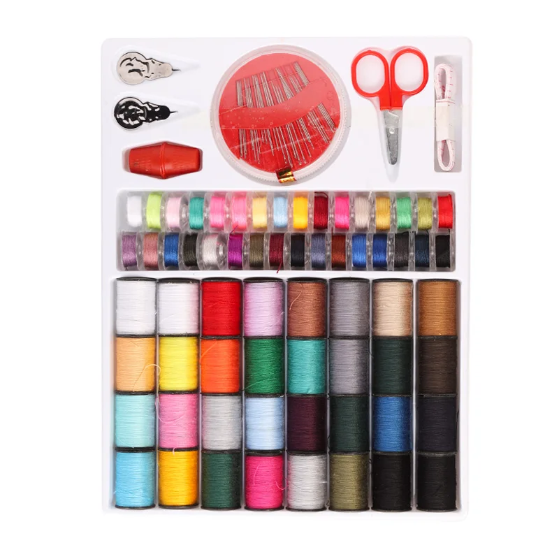 

New Color Sewing Machine Line 64 rolls Set Colourful Hand Sewing Kit With Scissors Ruler Sewing Needle