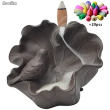 Керамическая птица лотоса обратный ладан горелка дым водопад держатель для ароматических палочек кадильница для ароматерапии домашний декор+ 20 шт Бесплатные конусы