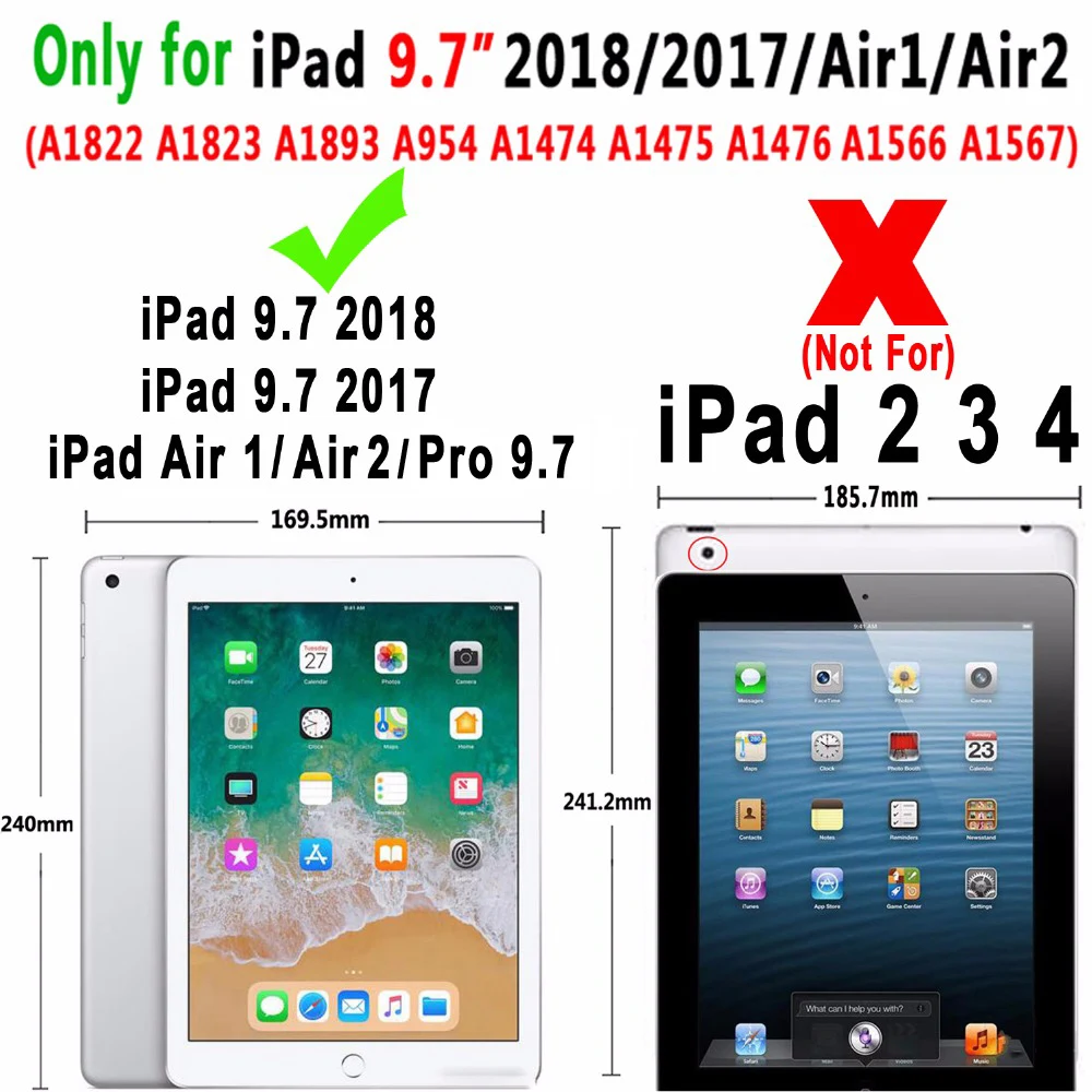 Smart Keyboard чехол для Apple iPad 9,7 5th 6th поколение воздушных 1 2 Air1 Air2 Pro 9,7 A1893 A1954 A1822 A1823+ Защитная пленка+ ручка