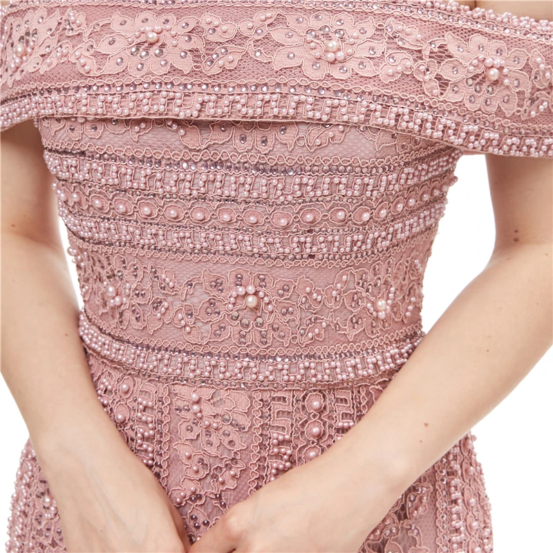 Robe de soiree 2018 кружевное вечернее платье длинное Русалка без бретелек жемчужное