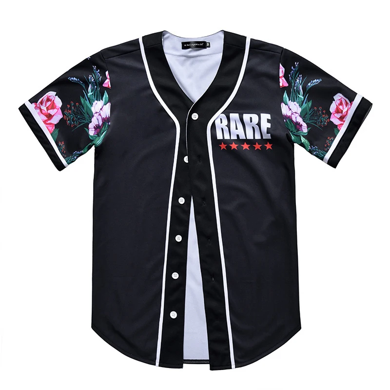 

New Summer Style Mens T Shirts Fashion 2019 Streetwear Hip Hop Baseball T-shirt Print Flower Jersey Shirt Men Clothes M-XXXL