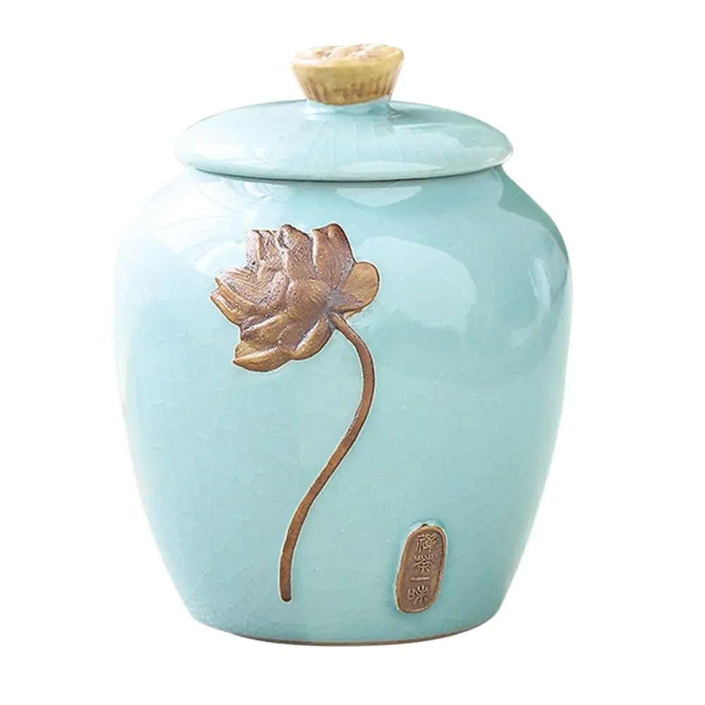 

New Ceramic Tea Cans Portable Mini Storage Tanks Sealed Cans Household Tea Cans Non-woven Wrap Lid To Enhance Air Tightness