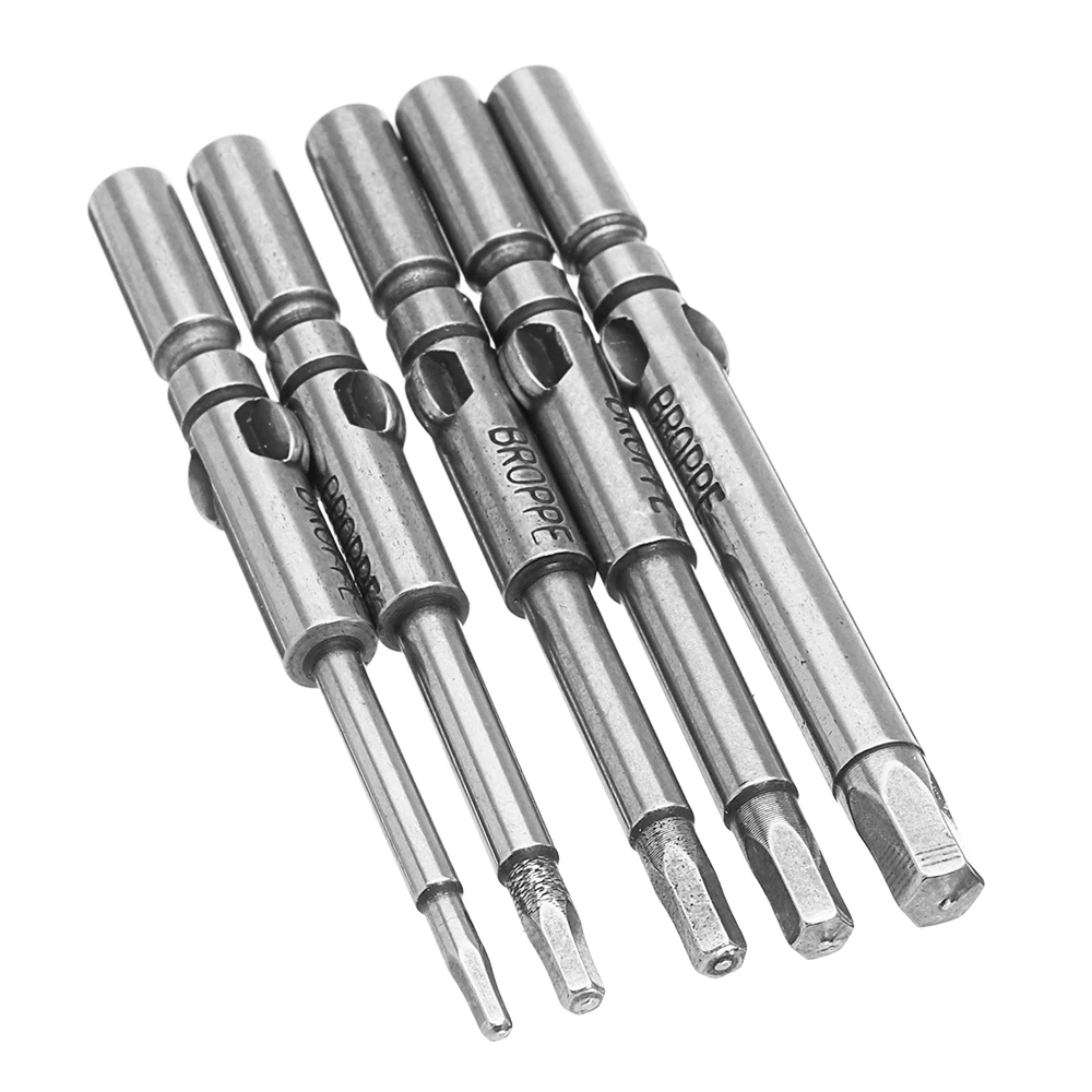

BROPPE 5Pcs H1.5-H4 Hexagon Electric Magnetic S2 Steel Screwdriver Bits Set 5mm Round Shank Screwdriver Bits Hand Tools