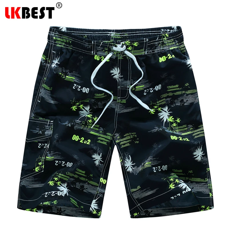 LKBEST New fashion men board shorts print quick dry male beach shorts