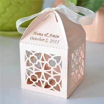 

Telesthesia laser cut blush wedding engagement favor boxes
