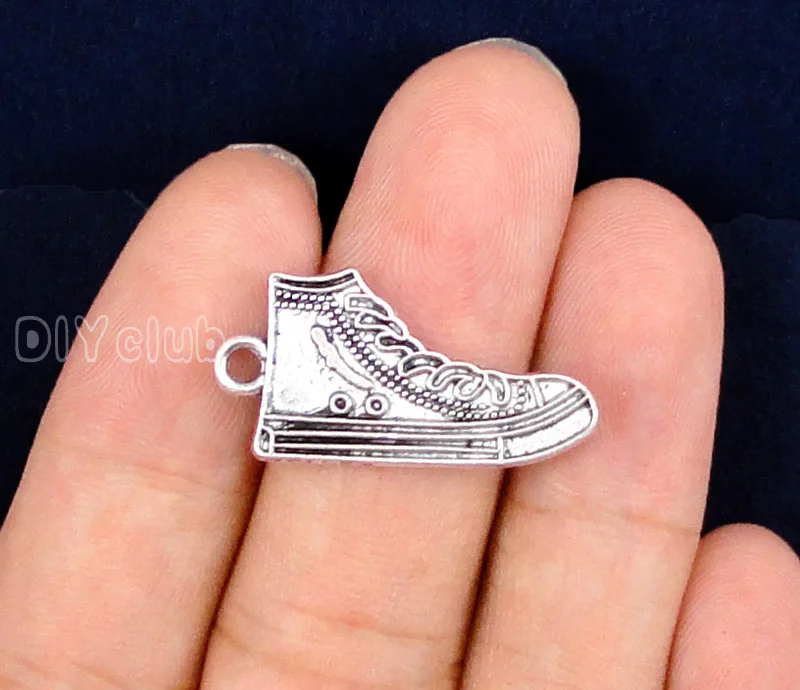 40pcs Antique Silver Running Shoe Charms Pendant,Sneaker Charms 28x16mm