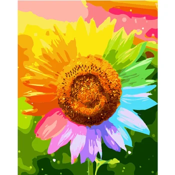 

Frameless pictures Painting By Numbers DIY Digital Oil Painting On canvas Romantic 40x50cm The beautiful sunflowers Home decor