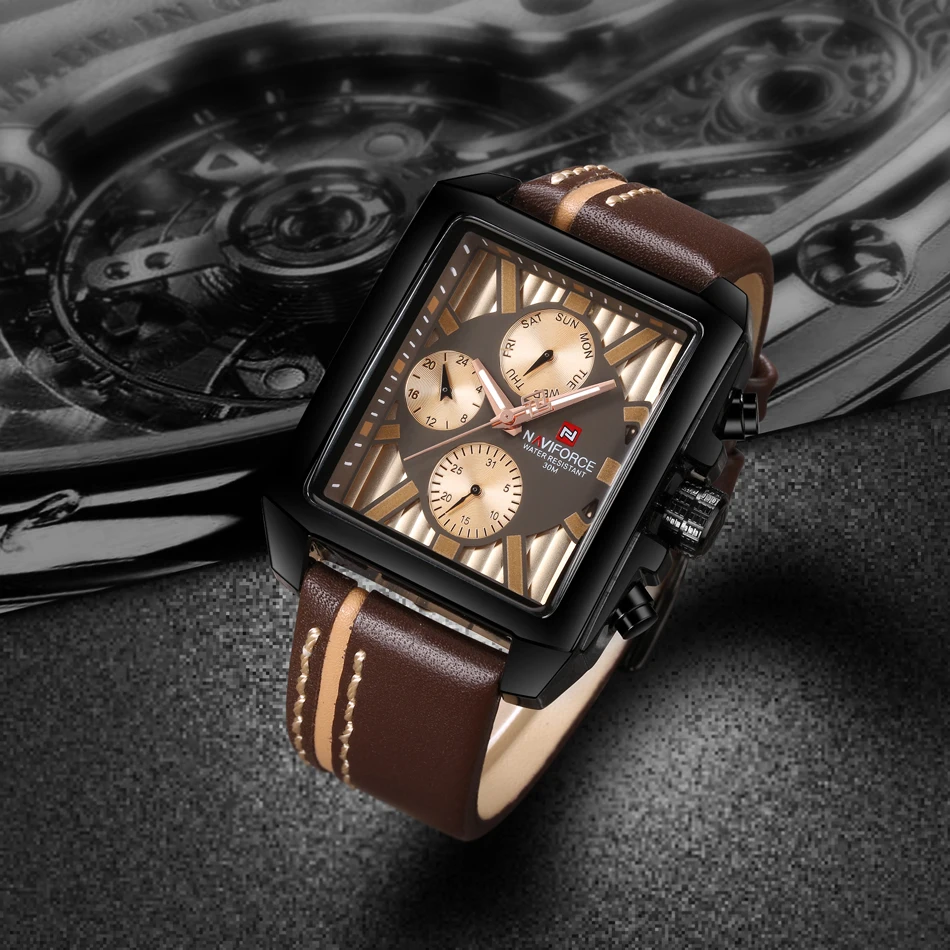 NAVIFORCE прямоугольные часы мужской уникальный дизайн часы для мужчин Роскошные, спортивные и фирменные кварцевые водостойкие наручные часы