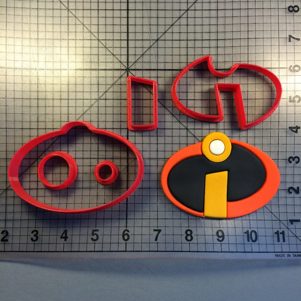 

The Incredibles Logo Cookie Cutter Fondant Cupcake Top Mould Made 3D Printed Cake Decorating Tools Biscuit Cutter Set