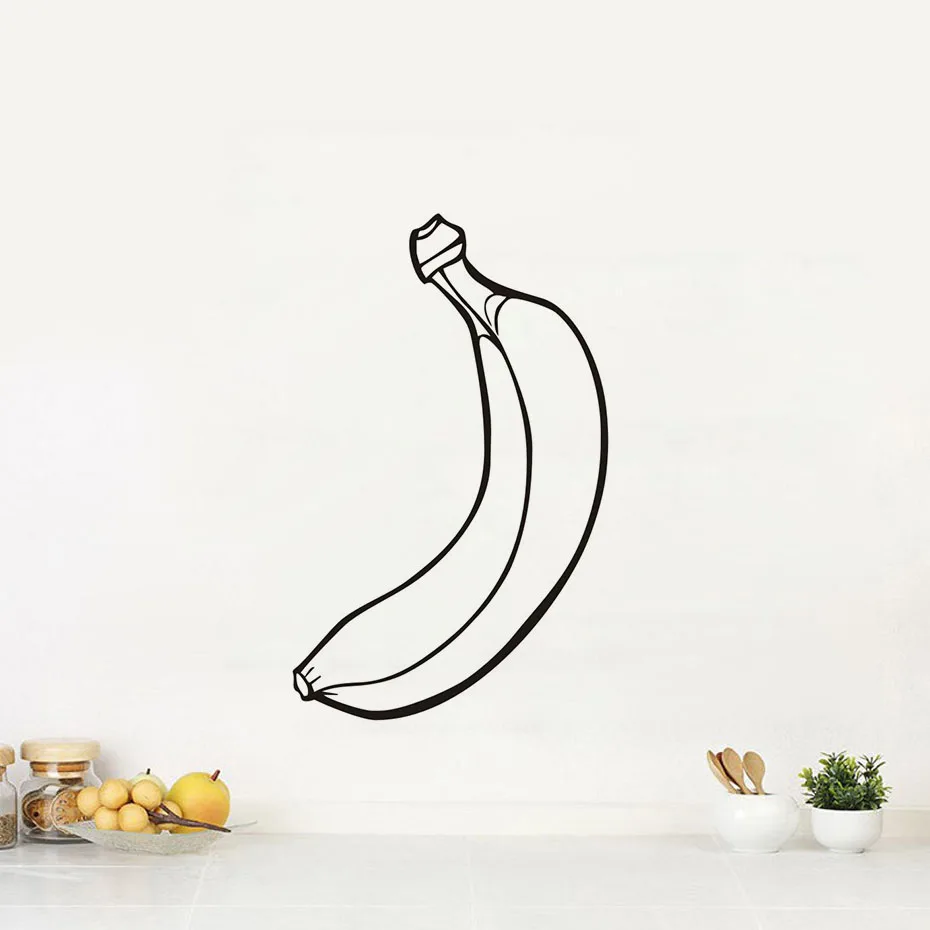 Banana Vinyl Wall Art Sticker Decal Adesivo De Parede Mural Art Home Decoration Fruits Mural Kitchen Wall Sticker Home Decor