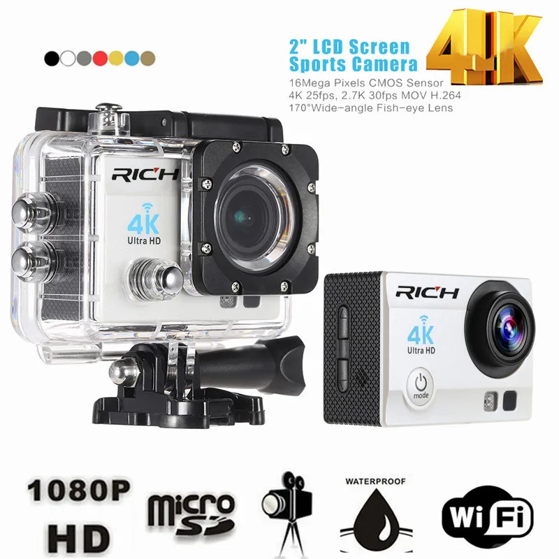 SJ8000R Action camera Ultra HD 4K 24fps WiFi NTK96660 2.0 inch 16MP 170D Len Helmet Waterproof 30M Extreme Sport Camera add card