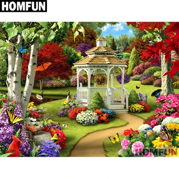 

HOMFUN Full Square/Round Drill 5D DIY Diamond Painting "Scenic garden" Embroidery Cross Stitch 5D Home Decor Gift A01686