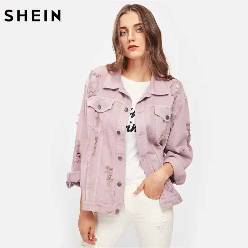 shein pink denim jacket