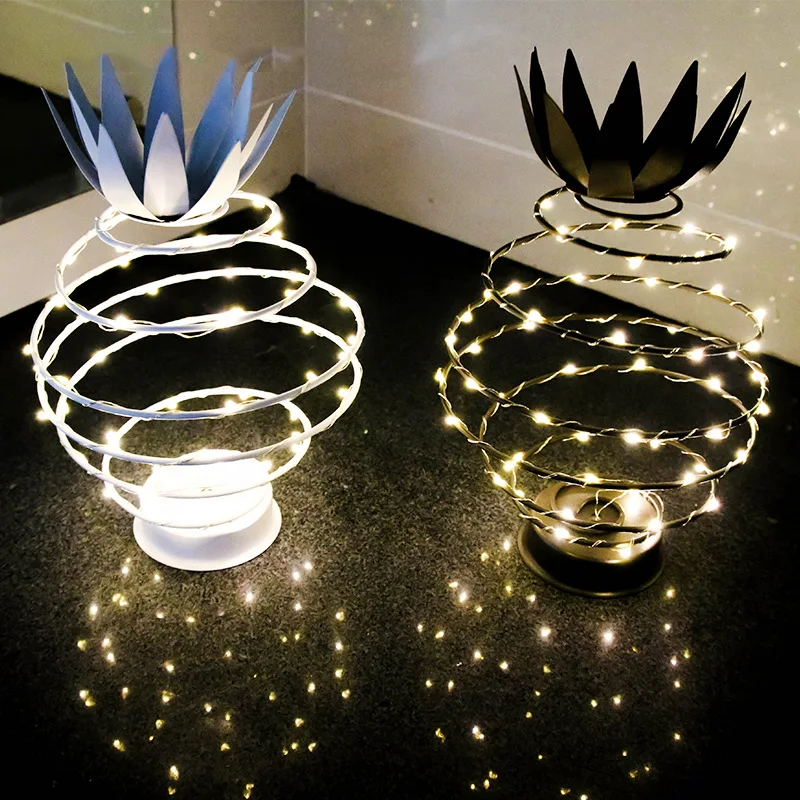 

Creative Pineapple Nightlight Ornaments Handicrafts Metal Abstract Pineapple Miniature Star Night Light Home Bedroom Decor Gifts