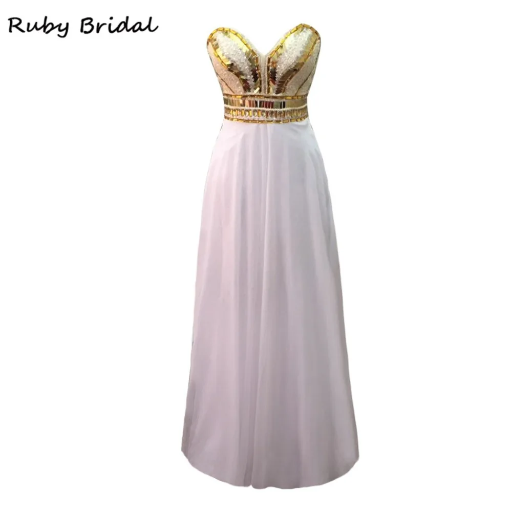 Ruby Bridal 2017 Vestido De Festa длинное ТРАПЕЦИЕВИДНОЕ вечернее платье из белого шифона с
