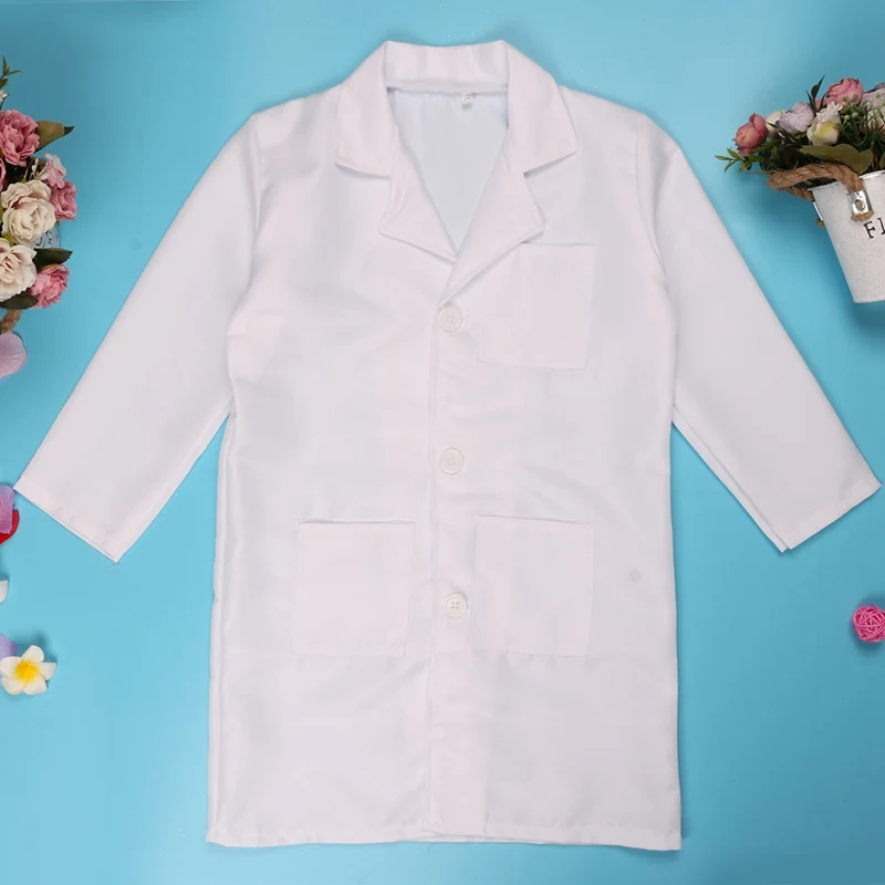 New Unisex Boys Girls White Long Sleeves Doctor Cosplay Uniform Party Halloween Cosplay Christmas Costume Lab Coat SZ 4-14Y